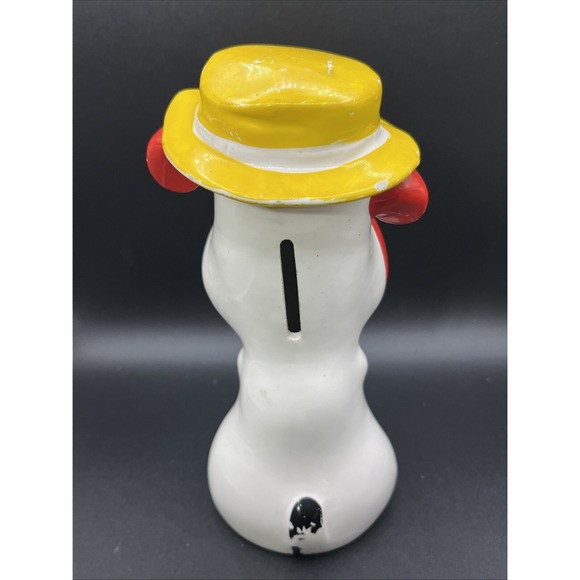 Droopy Dog Playing Golf Piggy Coin Bank 7" Japan Red Yellow Hat‎ Golf Ceramic - Picture 3 of 8